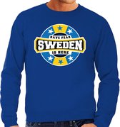 Have fear Sweden is here / Zweden supporter sweater blauw voor heren 2XL