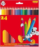 24x Speelgoed teken/kleurpotloden in verschillende kleuren - Teken/hobby/knutselmateriaal - Tekenen/kleuren met potlood