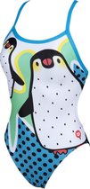 Arena - W Crazy Penguins Criss Cross Back One Piece black-turq