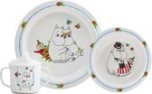 Moomin kinderservies - bordje, kommetje, tuitbeker - wit