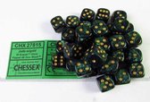 Chessex Scarab Jade/gold D6 12mm Dobbelsteen Set (36 stuks)