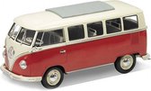 1963 Volkswagen T1 Bus (Rood/Wit) 1/24 Welly - Modelauto - Schaalmodel - Miniatuurauto