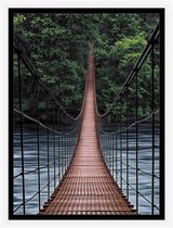 Bomen poster - hangbrug - azie -  natuur poster – landschap poster - regenwoud - bos wanddecoratie - 50x70 cm