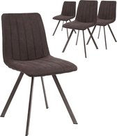 Set van 4 design stoelen microvezels antraciet met frame metaal