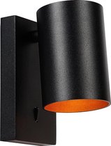 Atmooz - Wandspot Nuo - Opbouwspot - Wandlamp - Voor binnen - Industrieel - Woonkamer / Slaapkamer - Zwarte Buitenkant - Gouden Binnenkant - Hoogte = 12cm - Metaal