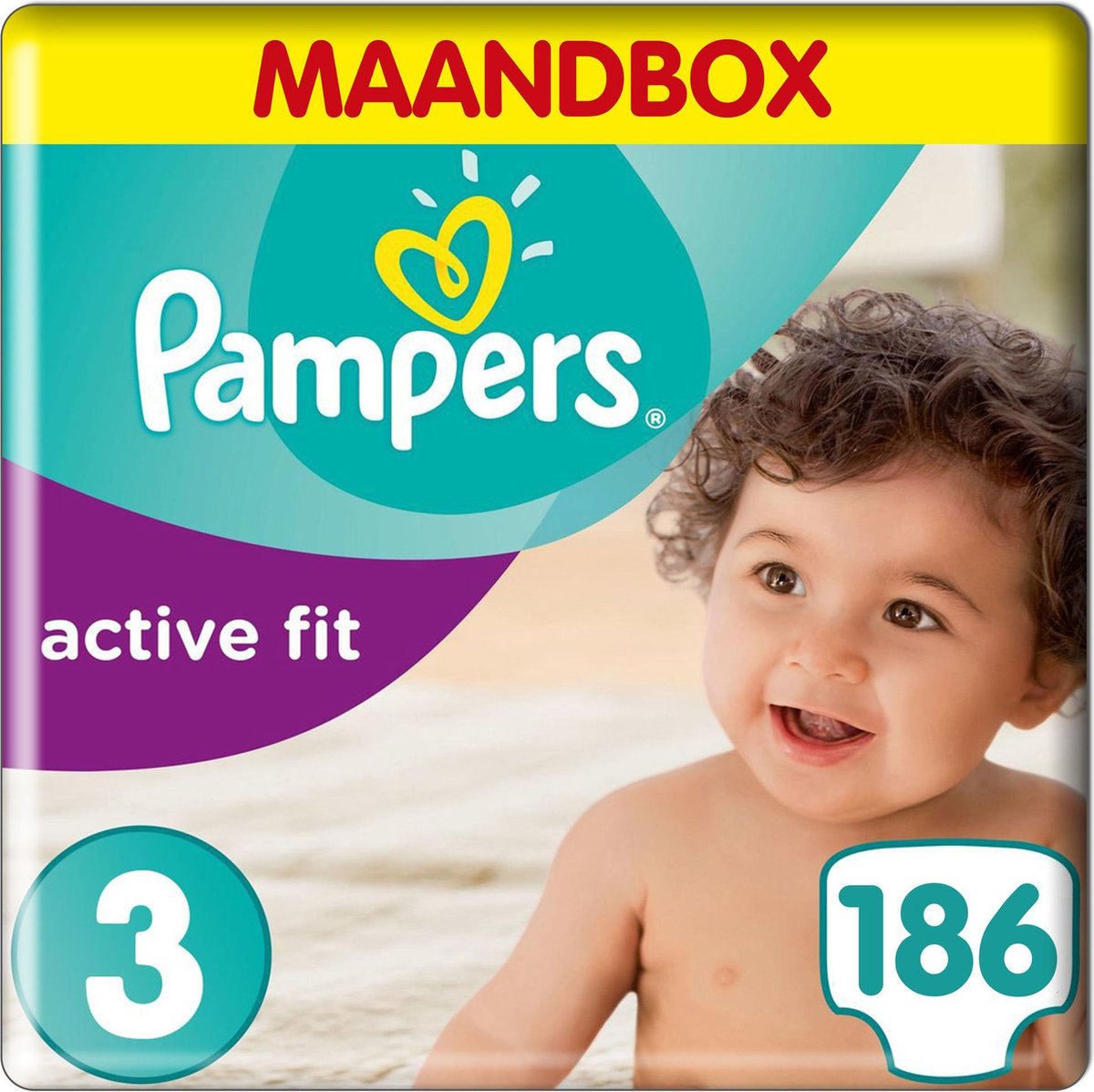 Pampers Active Fit Maat 3 (Midi) 5-9 kg - Maandbox 204 stuks - Luiers - Pampers