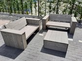3 delige Loungeset "Garden Small" van Grey Wash steigerhout inclusief tafel 4 persoons