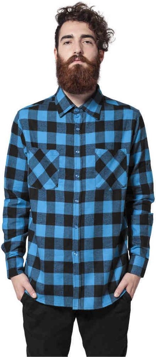 Urban Classics Overhemd -M- Checked Flanell Zwart