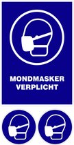 Pictogram Sticker Mondmasker verplicht - Corona Sticker - Afstand houden - 2 x A4 Sticker  + 4 x 10 cm Pictogram Sticker