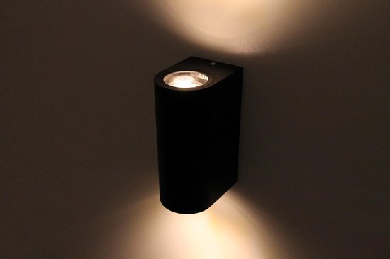 Buitenverlichting wandlamp up down verlichting duo pack - GU10 - IP44 -  zwart | bol