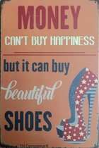 TH Commerce Decoratie Wandbord Metaal -  Schoenwinkel - schoenen kopen - geld - mooi