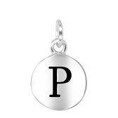 Zilveren hanger alfabet rhodiumplated - P