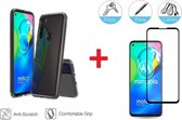 2-In-1 Screenprotector Hoesje  Bescherming Protector Set Geschikt Voor  Motorola Moto G8 Power - Full Cover 3D Edge Tempered Glass Screen Protector Siliconen Bescherm Hoes Cover Case - Doorzi