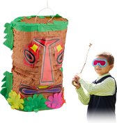 Relaxdays pinata tiki - indianen pinata - Hawaii piñata - masker - decoratie - verjaardag