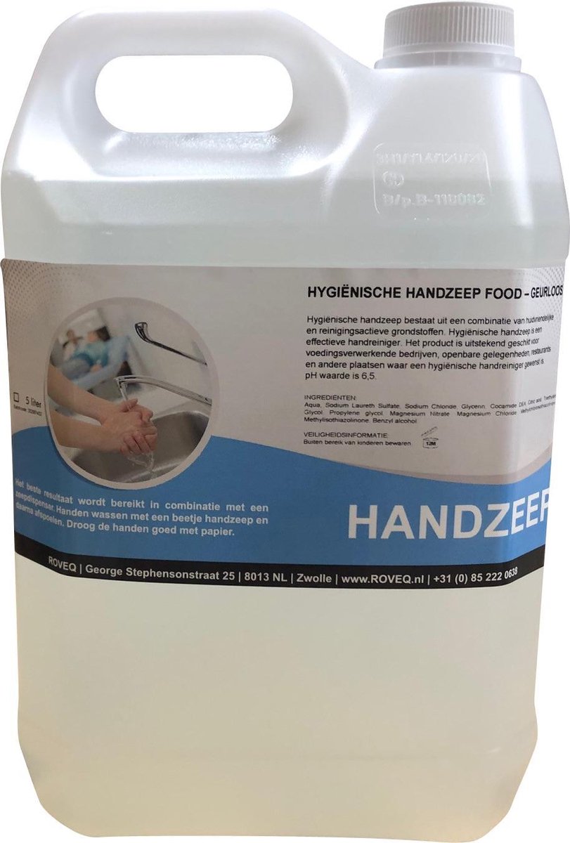 Hygiënisch Handzeep FOOD | zonder geur- en kleurstoffen | 5 liter | Navulverpakking