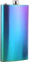Veelkleurige RVS heupfles - 354 ml / 12oz - Veldfles multicolored - Platvink - Zakflacon - Heupflacon regenboog - Drankfles - Drankflacon - Zakfles
