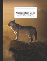 Composition Book Sunset Wolf - Autumn Forest Wide Rule: Student Exercise Book (Lined)