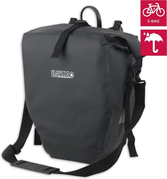 Lynx Waterdichte Fietstas Tarpaulin XL 25 Liter - Zwart van Lynx. — afbeelding 4