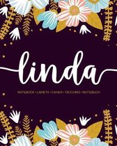 Linda: Notebook - Libreta - Cahier - Taccuino - Notizbuch: 110 pages paginas seiten pagine: Modern Florals First Name Noteboo
