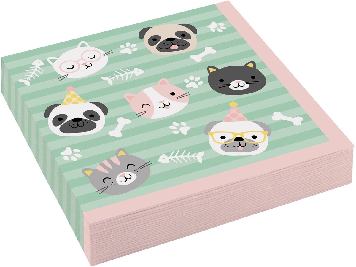 Amscan - Hello Pets - Servetten (20 stuks)