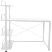Bureau computer tafel - 3 opbergplanken - metaal hout - 120 cm breed - wit