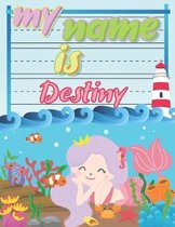 My Name is Destiny: Personalized Primary Tracing Book / Learning How to Write Their Name / Practice Paper Designed for Kids in Preschool a