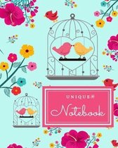 Unique Notebook: 'Uniquely Designed Love Bird Cover Notebook' 8' x 10' with 200 College Ruled line pages for note taking, composition,