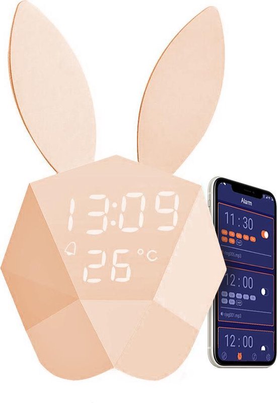 meubilair Daarom kraam FettleLife Bunny Bella Digitale Wekker - Bluetooth APP Konijn Klok met  Nachtlampje en... | bol.com