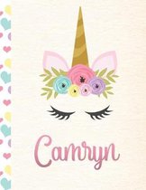 Camryn: Personalized Unicorn Sketchbook For Girls With Pink Name - 8.5x11 110 Pages. Doodle, Sketch, Create!