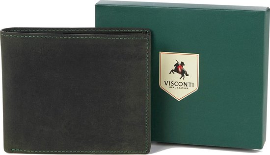Visconti Leren Portemonnee - Mannen Billfold Portemonnee - RFID - Leer - 7 pasjes - Hunter Collectie - Groen (701 GN)