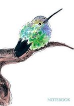 Notebook: Watercolor Hummingbird, 7 x 10'' College Ruled, Pretty Notebooks School.