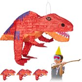 relaxdays 4 x dino pinata - dinosaurus Piñata - T-Rex - verjaardagspinata - zelf vullen