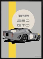 Ferrari 250 GTO op Poster - 50 x 70cm - Auto Poster Kinderkamer / Slaapkamer / Kantoor