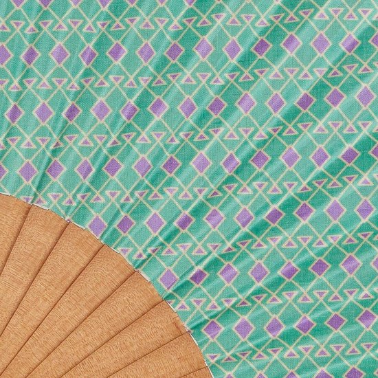 Luxe Waaier - Spaanse Waaier - Handwaaier - Grafisch Groen Motief - Maya -