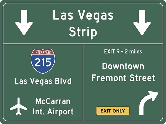 Signs-USA Verkeersbord - Amerika - Las Vegas - Wandbord - 60 x 45 cm