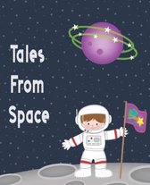 Tales From Space: Interlined notebook for young storytellers, 120 pages with half interlined and half plain design, Moon landing cover