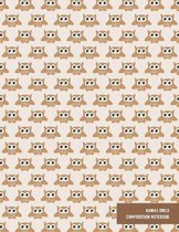 Kawaii Owls Composition Notebook: Cute Owl Pattern Illustration Cover Design on Blank Lined Journal with Page Numbers for Notetaking