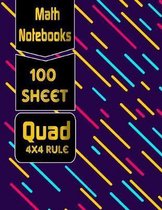 math notebooks quad 4x4 rule, 100 sheets: Graph Paper Quad Ruled Graphing Paper