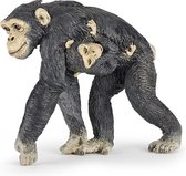 Speelfiguur - Aap - Chimpansee - Met jong - 7x3x6cm