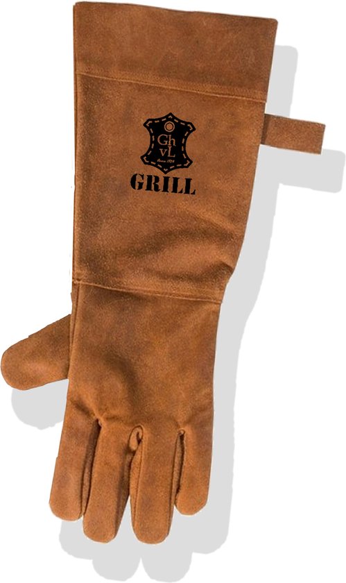 Gants en cuir pour barbecue Marron clair, Liens de gants en cuir BBQ, Gant  pour