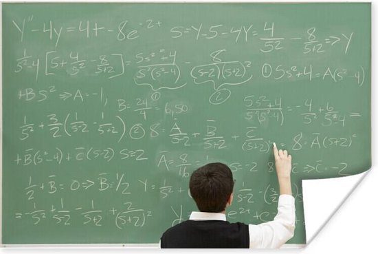 Jongen lost wiskundige met formules poster 180x120 cm - Foto op... | bol.com