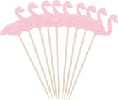 Flamingo satéprikkers - 10 stuks - Lichtroze