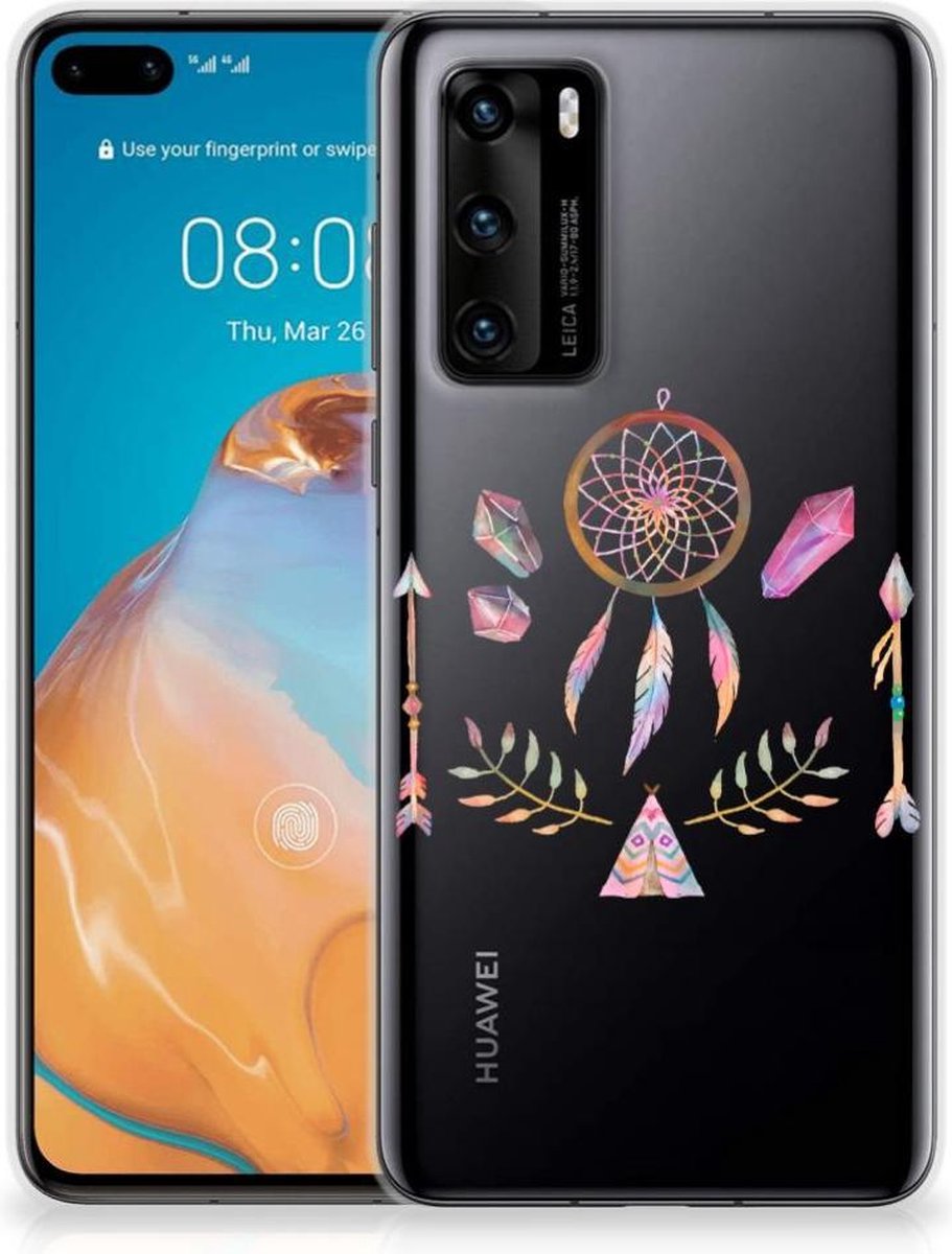 Huawei P40 Telefoonhoesje met Naam Boho Dreamcatcher