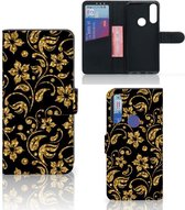 Telefoonhoesje Alcatel 1S 2020 Bookcase Cadeau voor Oma Gouden Bloemen