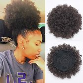 Afro Hair Bun BRUIN Knot Trekkoord 100%japanese Fibrehair Puff Clip iN Extensions Haarstuk
