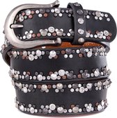 Dielay - Riem met Studs - Echt Leer / Leder - 85x3,3 cm - Donkergrijs