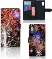 Portemonnee Hoesje Geschikt voor Samsung Xcover Pro Smartphone Hoesje Kerstcadeau Vuurwerk
