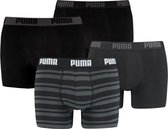PUMA Basic Stripe Boxershort - 4-pack - Zwart - Maat L