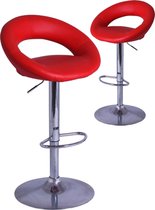 Set 2 barkrukken design PU staal rood