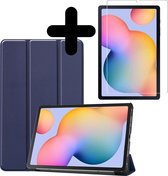 Hoes Geschikt voor Samsung Galaxy Tab S6 Lite Hoes Book Case Hoesje Trifold Cover Met Screenprotector - Hoesje Geschikt voor Samsung Tab S6 Lite Hoesje Bookcase - Donkerblauw